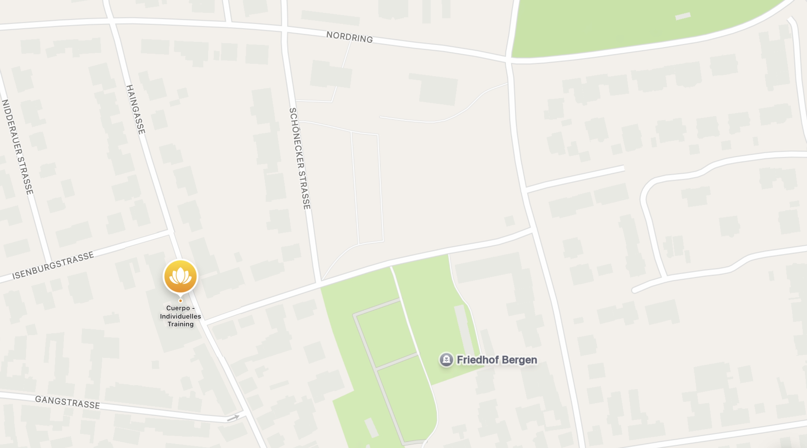 Kartenausschnitt rund um die Haingasse 11 in Frankfurt.